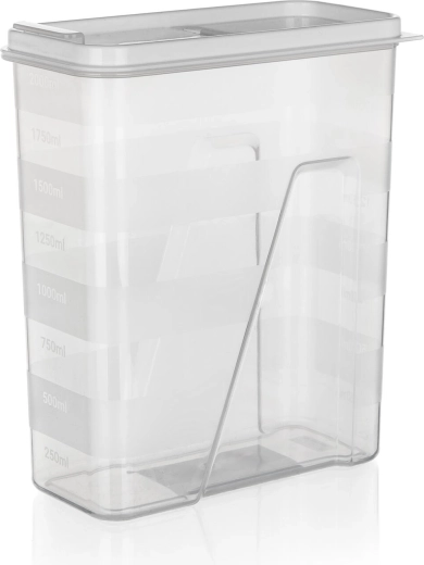 Dry food container 2 l with dispensing lid, transparent/white