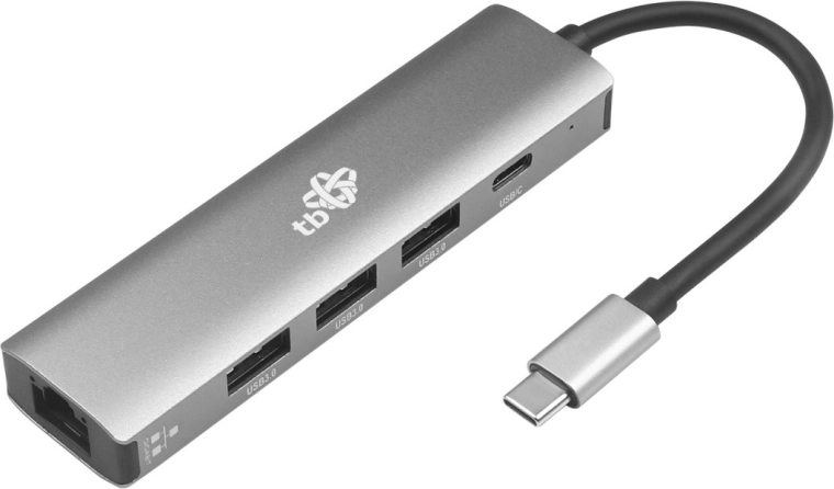 USB‑C Hub Adapter 5‑in‑1 with Ethernet (RJ45), 3× USB 3.0 and USB‑C PD 100 W