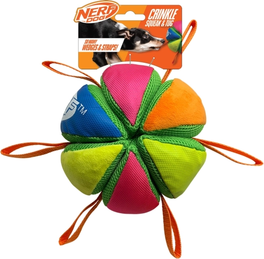 Nerf Dog squeaky and crinkly ball with loops 15 cm