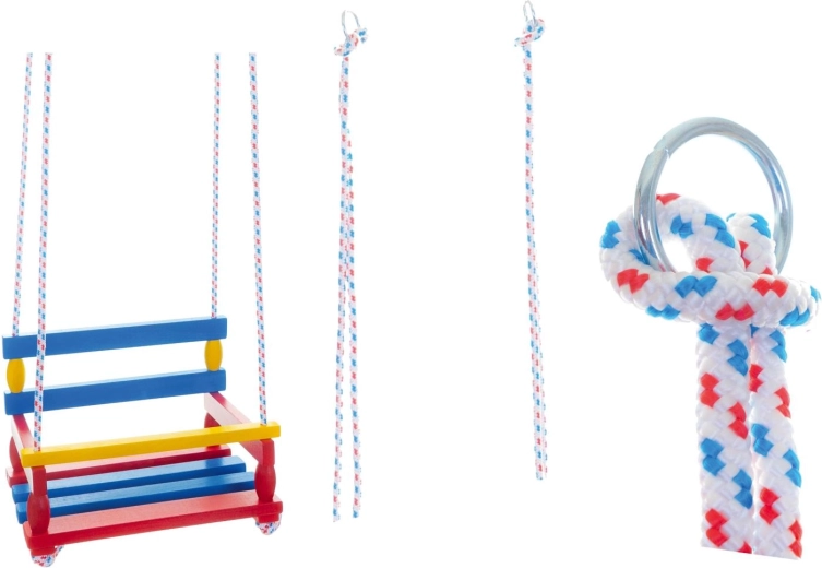 Medinės sūpynės vaikams – Spalvota