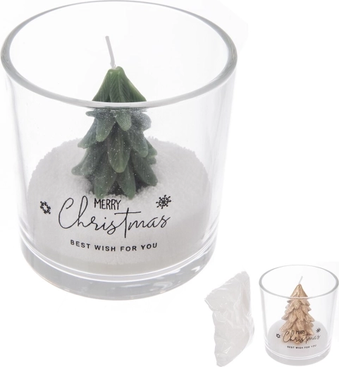 Candle in a glass jar with tree motif 158 g