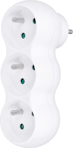 Solight socket adapter with adjustable support, 3 sockets, white - 1 piece