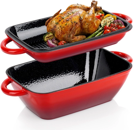 Ketaus emaliuota kepimo forma 2 viename su dangčiu CAST ENAMEL 3,5 / 1,5 l