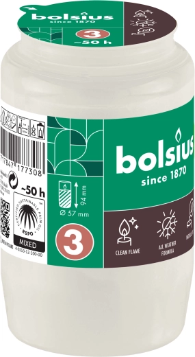 Bolsius kapų žibinto įdėklas 50 val. baltas