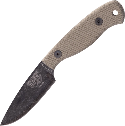 ESEE JG3 Camp-Lore bushcraft knife 8.9 cm, stonewash black oxide, brown Micarta, leather sheath