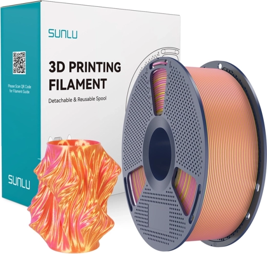Sunlu PLA+ Silk dviejų spalvų filamentas 3D spausdinimui rožinė ir auksinė