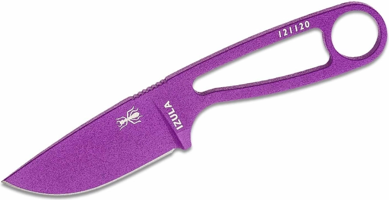 ESEE Izula – violetinis kaklo peilis iš anglinio plieno su baltu dėklu