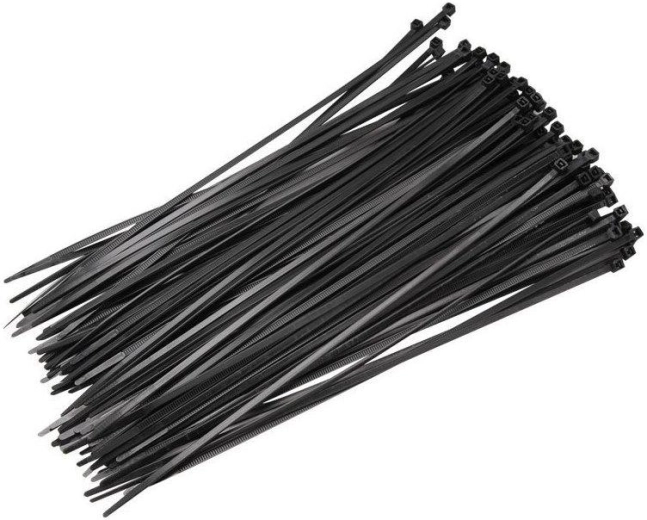 Kabelių tvirtinimo dirželiai 4,8 × 450 mm, juodi, 100 vnt.