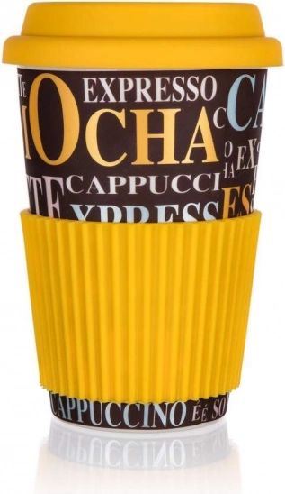 Keraminis puodelis su silikoniniu dangteliu Go, 400 ml, Coffee