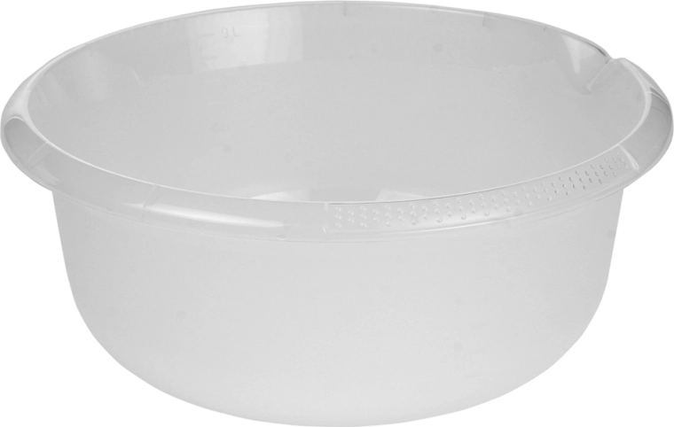 Transparent round bowl with pouring spout 36 cm, 9 l