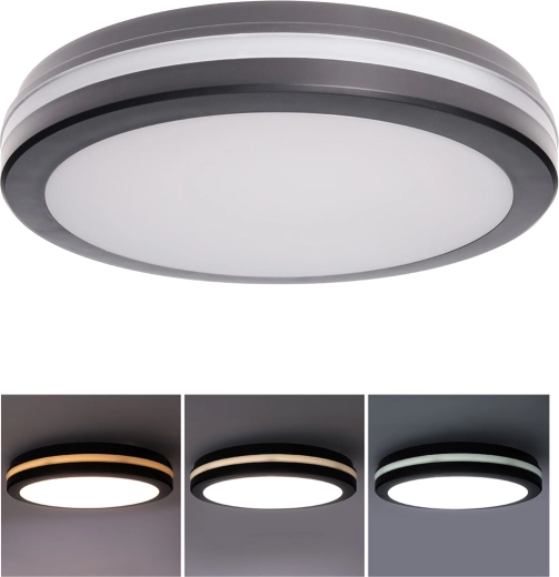 Solight LED šviestuvas Gari 26 W, 300 mm, IP65, 3 CCT, juodas