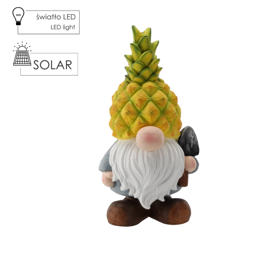 Garden figurine pineapple gnome with solar LED lighting 40 cm
