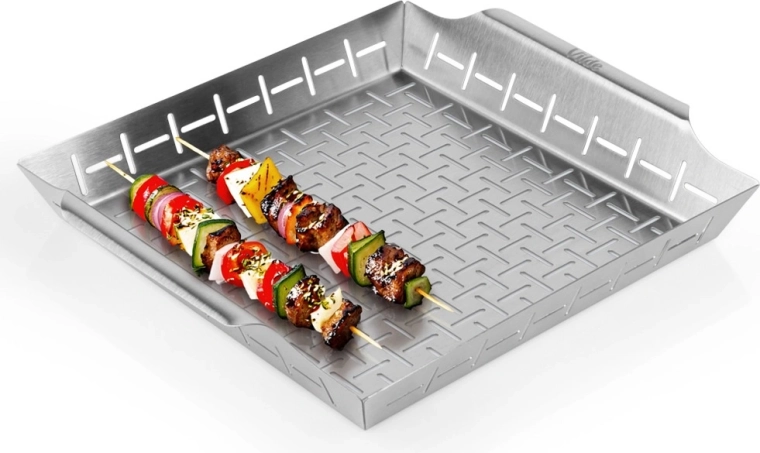 Perforated stainless steel grilling basket Vilde 34.5 × 30 × 5 cm