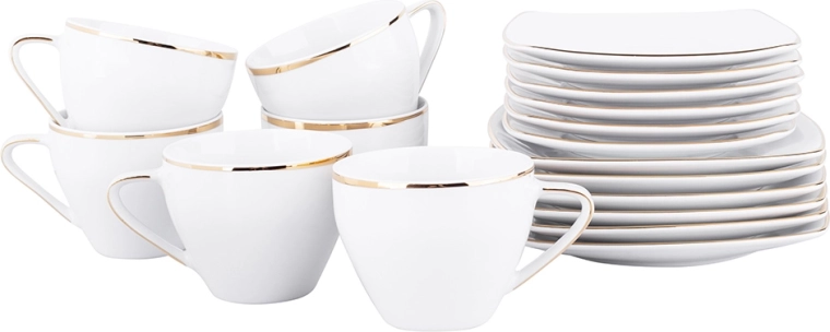 MariaPaula Moderna coffee set Kwadratowa Gold for 6 people, 18 pcs
