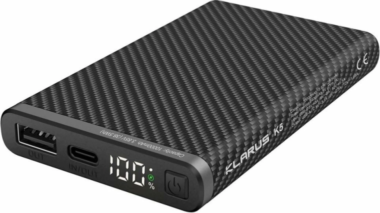 Klarus K5 išorinė baterija (powerbank) 10000 mAh su greituoju įkrovimu ir LED ekranu
