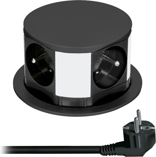 Solight pull-out socket block for worktop 4× 230 V, black, 2 m