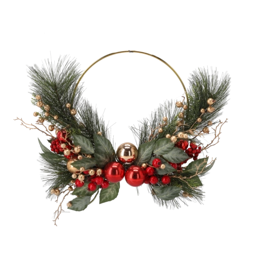 Christmas wreath red-gold 60 × 38 × 10 cm - 1 piece