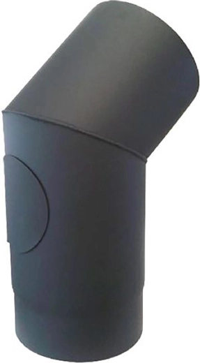 Smoke elbow with cleaning opening 180 mm, 45°, thickness 1.5 mm, black
