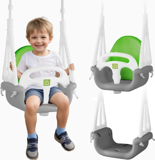 Ricokids Elephant 3-in-1 children’s swing (pendulum swing), grey-green