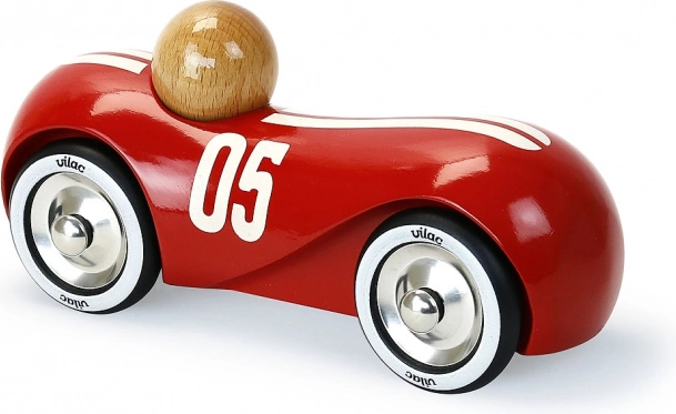 Vilac medinis lenktyninis automobilis Streamline, vintažinis, raudonas