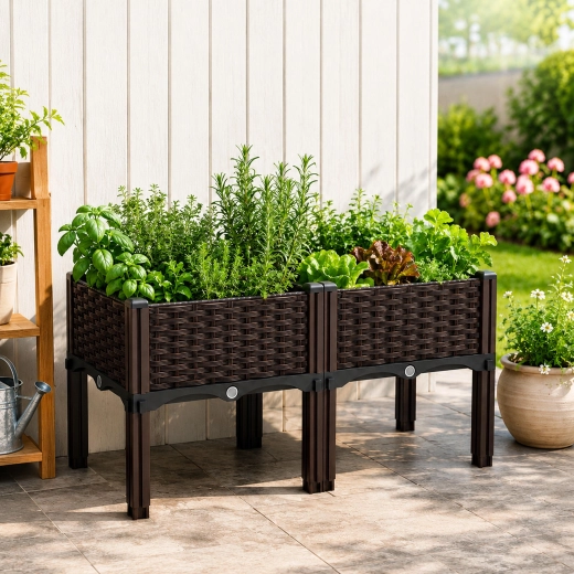 Paaukštintas modulinis sodo lovelis 80 × 40 × 38 cm, rudas