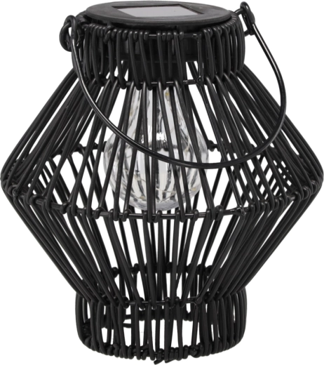 Saulės energija maitinamas juodas metalinis žibintas 19 cm su LED