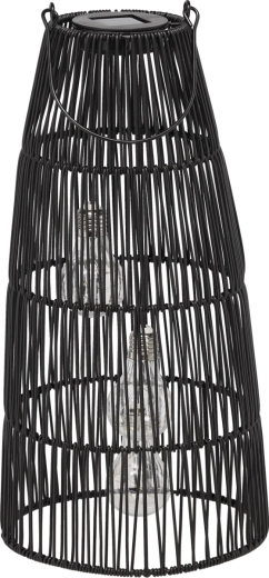 Juodas metalinis saulės energija įkraunamas žibintas, 47 cm