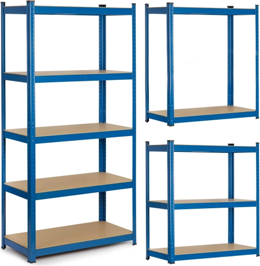 Metalinis stelažas HUMBERG 180 × 90 × 30 cm, mėlynas, 5 lentynos, 875 kg
