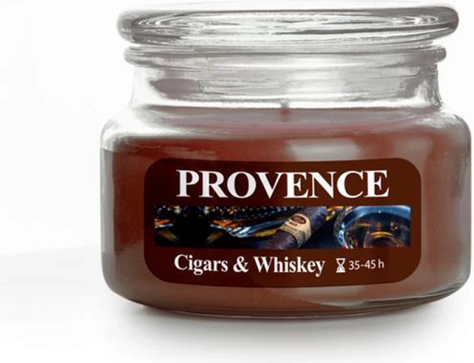 Scented Glass Candle Provence cigars & whiskey 45 hours