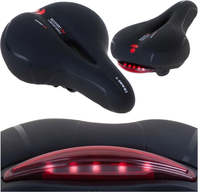 Dviračio balnelis Rallex, patogus su išpjova ir galine LED lempute