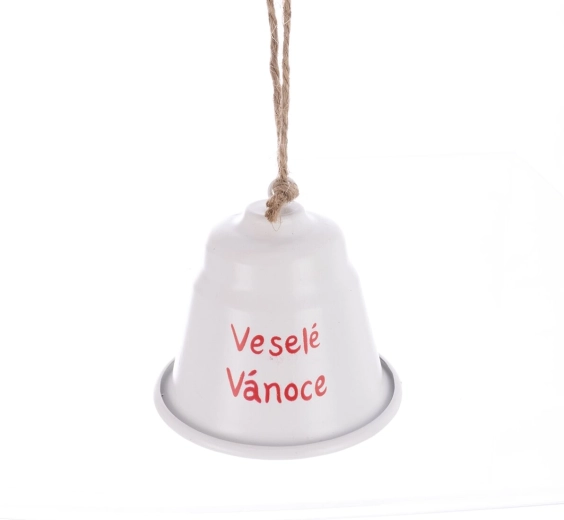 Metal Christmas Bell “Merry Christmas” White 7 cm