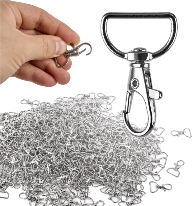 Metal swivel fish-shaped snap hooks 3.7 × 2 cm, silver – 500 pcs