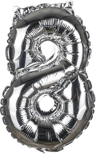 Foil Balloon Number 8, 30 cm – gold and silver mix