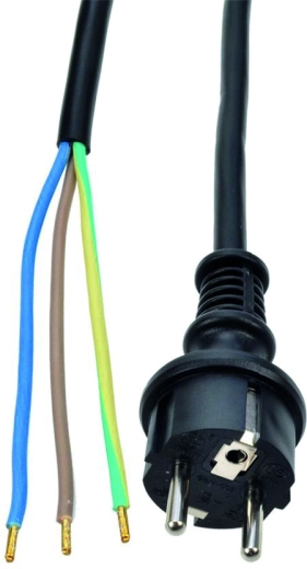 Solight flexo cord rubber 3× 1 mm² black 2.5 m