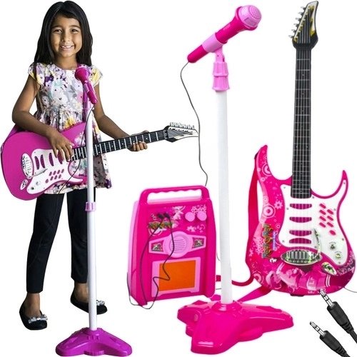 Iso Trade children's electric guitar with microphone and amplifier (pink)