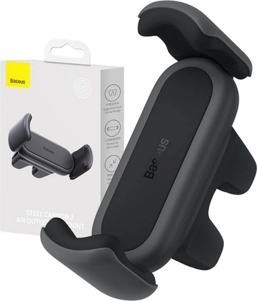 Automobilinis telefono laikiklis Baseus Steel Cannon, juodas
