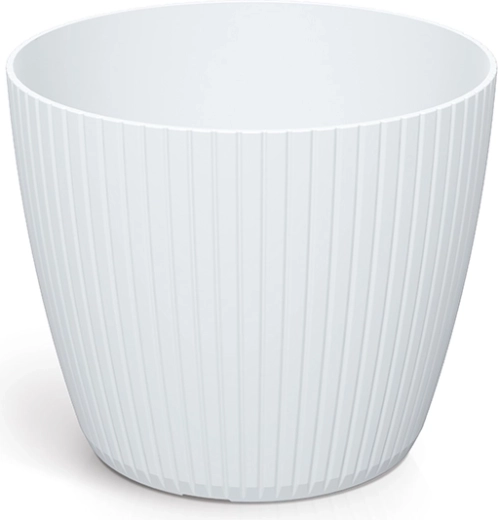 Lamia Flower Pot 11.9 cm White – Ribbed Plastic Cover for Indoors and Outdoors