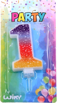 Vakarėlio žvakė skaičius 1 su žvaigždėmis