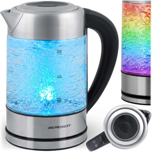 Stiklinis elektrinis virdulys su temperatūros reguliavimu 1,7 l 2200 W BERDSEN