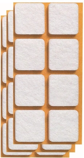 Veltinės lipnios baldų padukės 20 × 20 mm, baltos (24 vnt.)