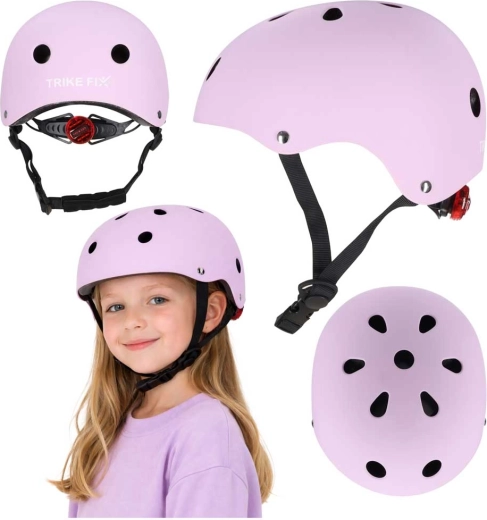 Vaikiškas dviratininko šalmas su LED TRIKE FIX, dydis M (55–58 cm), violetinis