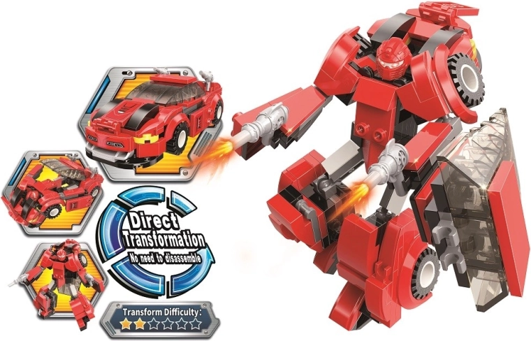 Fire Guardian building set – transformable robot and car