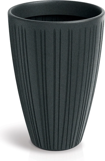 Aukštas rievėtas vazonas Fero Round High 48 cm, švino spalvos