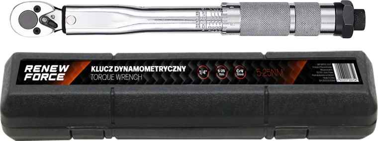RENEW FORCE 1/4" Torque Wrench 5–25 Nm with Ratchet and Case