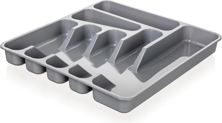 Plastic cutlery tray for drawer 39.5 × 37 × 5 cm – grey
