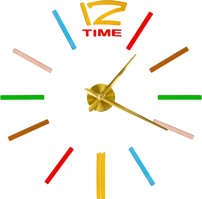 DIY Wall Sticker Clock with Adjustable Diameter, Gold Hands, Colorful Markers