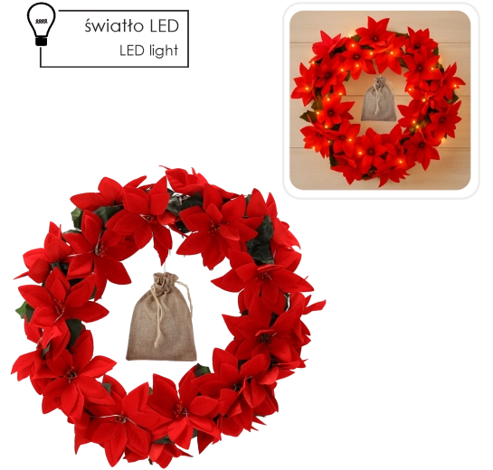 Kalėdinis vainikas „Betliejaus žvaigždė“ 40 cm su LED