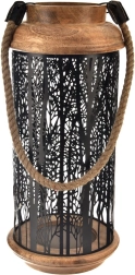 Žvakidė iš mangų medienos ir metalo, juoda, 40 cm
