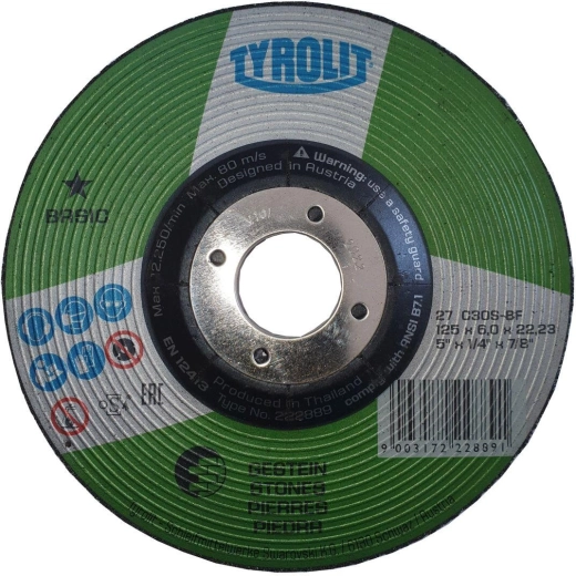 Grinding disc for cast iron and stone 125 × 6 × 22.2 mm