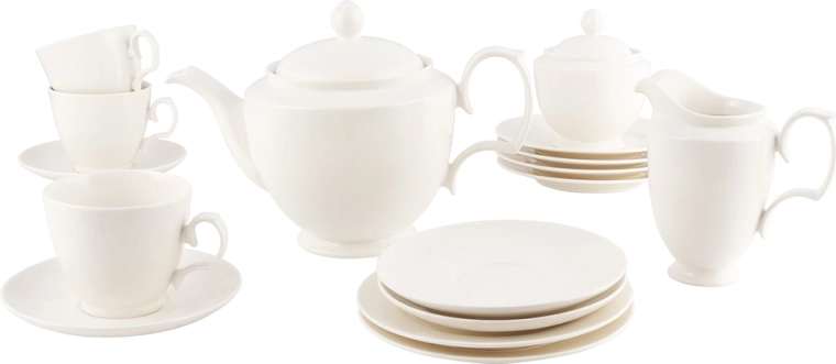 MariaPaula ecru classic coffee set, 21 pieces for 6 people